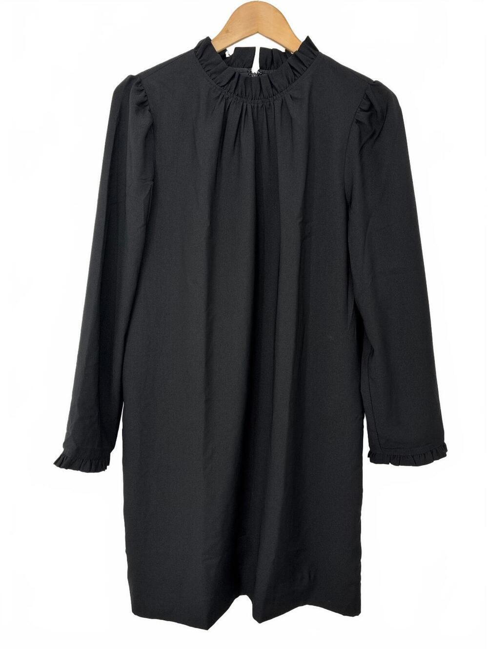 J.Crew NWT Black Long Sleeve Ruffle Collar Dress Size 8